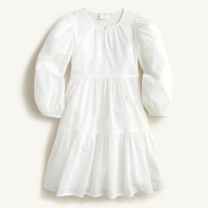 New! J.Crew sz 5 Crewcuts White Cotton Cover Up Girls Puff Long Sleeve Dress NWT